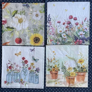 Decoupage Papierservietten - 4er-Set Lunch-Größe - Ephemera, Kartengestaltung, Collage, Decoupage, veränderte Kunst- und Kunsthandwerk - assortiert
