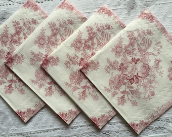 Serviettes de découpage - ensemble de 4 - Serviettes en papier cocktail pour découpage - Éphémère