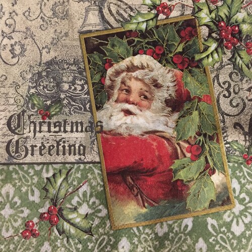 Decoupage Napkins Christmas Santa Paper Napkins Set of 3 Etsy