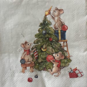 Weihnachtsmaus Papierservietten: Urlaub Decoupage, Scrapbooking (4er Set)