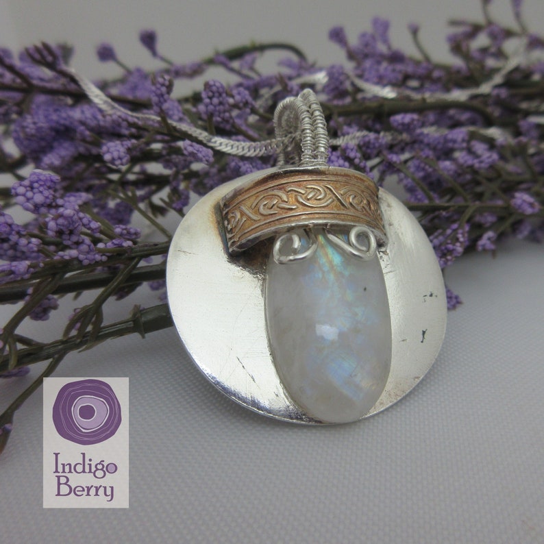 celtic necklace made in Scotland Handcrafted silver one of a kind moonstone