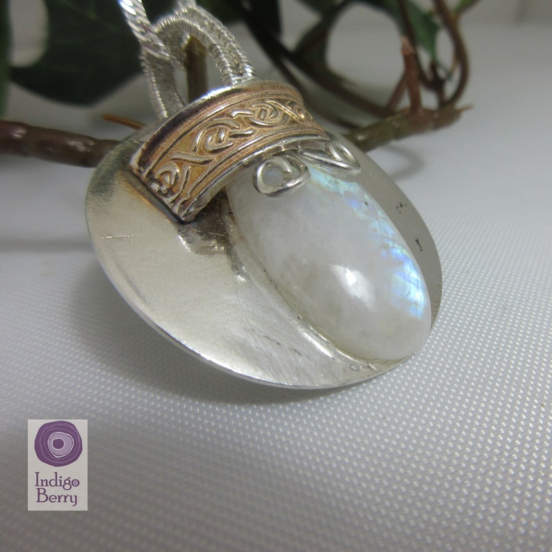 celtic necklace made in Scotland Handcrafted silver one of a kind moonstone