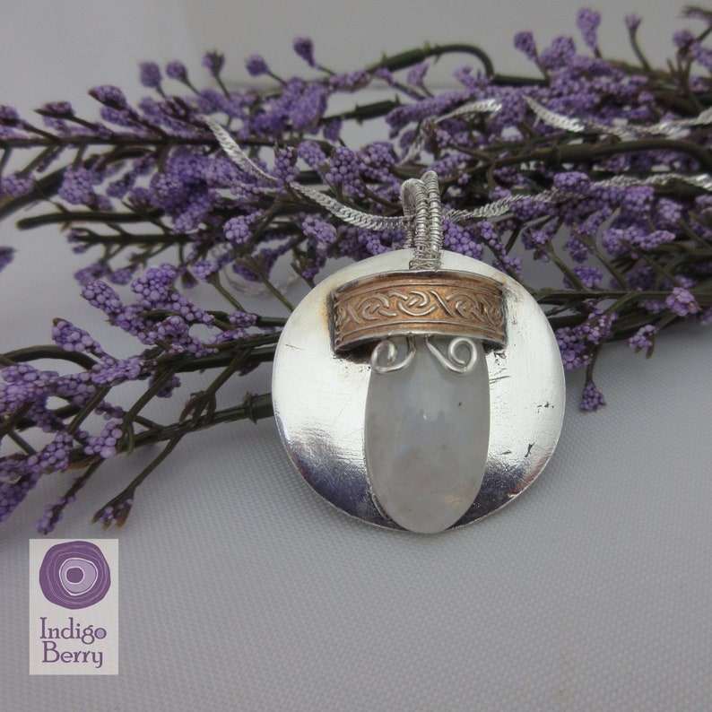 celtic necklace made in Scotland Handcrafted silver one of a kind moonstone