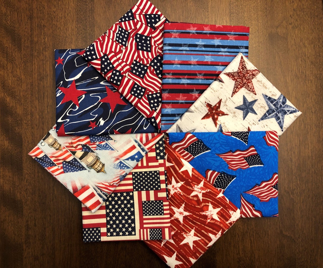Patriotic FAT QUARTER SALE Buy 4 Get 1 Free 100 Cotton Fat Quarters