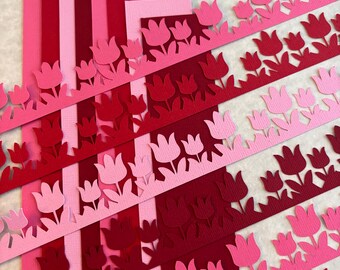 Floral Border Set, Scrapbook Pages & Cardmaking-16 Pieces, 4 Colours, Birthdays, Wedding, Anniversary, Love, Engagement, Gardening, Outdoors