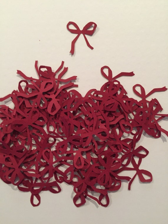 75 Delicate Ribbon Bows in Deep Red Cardstock for Scrapbooks, Cards and Other Paper Crafts