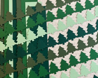 Evergreen Tree Border Set #2 for Scrapbook Pages & Cardmaking -16 Pieces, 4 Colours, Camping, Outdoors, Hiking, Christmas, Mountains
