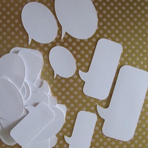 25 uitsnedes voor tekstballonnen of tekstballonnen voor scrapbooking, kaarten maken, fotoalbums in 3 kleurkeuzes, 3 maten, 2 vormen