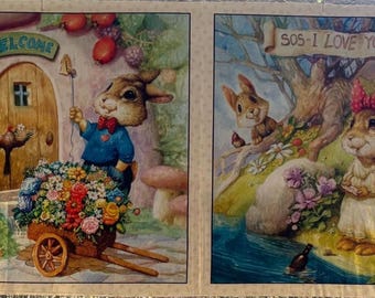 Bunny Quilting Panel  | Baby Quilting Panel | Cotton Quilting Panel | Wallhanging Quilting Panel | Sewing Quilting Panel | Baby #60
