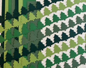 Evergreen Tree Border Set #1 for Scrapbook Pages & Cardmaking -16 Pieces, 4 Colours, Camping, Outdoors, Hiking, Christmas, Mountains