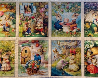 Bunny Quilting Panel  | Baby Quilting Panel | Cotton Quilting Panel | Wallhanging Quilting Panel | Sewing Quilting Panel | Baby #61