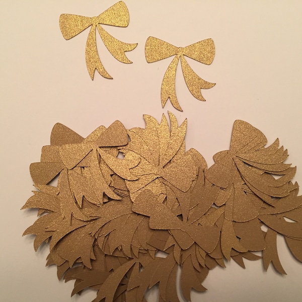 Gold Bow Diecut | Shimmery Gold Pearl Bows | Bow Diecuts Scrapbooking | Gold Bows Cardmaking | Paper Craft Gold Bows | Christmas Gold Bows