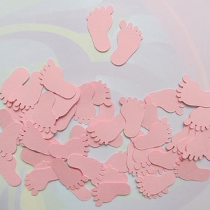 50 découpes roses de pieds de Cardstock (25 paires), douche de bébé, invitations, confettis, scrapbooking, cardmaking, décorations, métiers de papier, premières étapes