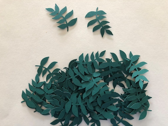 40 Fern, Frond Diecuts In Forest Green Cardstock  for Scrapbooking, Cards, Other Paper Crafts, Decorations, Confetti