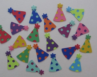 20 Small Layered Cardstock Party Hat Die-cuts in Many Colour Combinations for Scrapbooks, Cards, Decorations and Other Paper Crafts