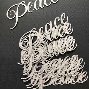 20 Silver Peace Diecuts for Christmas in Pearl Cardstock for Scrapbooking, Cardmaking, Other Paper Crafts,Holiday Confetti