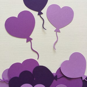 Moldes de balão em forma de coração | Cortes de balão roxo | Balões de álbum de recortes de aniversário | Balões de coração para cartões | Balões para convites
