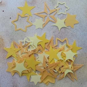 60 Star Diecuts in a Variety of Shapes, Sizes and Shades of Yellow Cardstock, Scrapbooking, Cardmaking, Confetti, Embellishments,Decorations