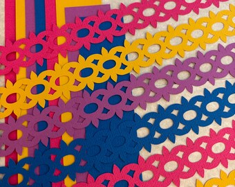 Geometric Border Set, 16 Pieces, 4 Colours, for Scrapbook Pages, Cardmaking and Other Paper Crafts