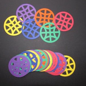 Troqueles de cartulina con círculos geométricos, adornos, colores a elegir, manualidades de papel