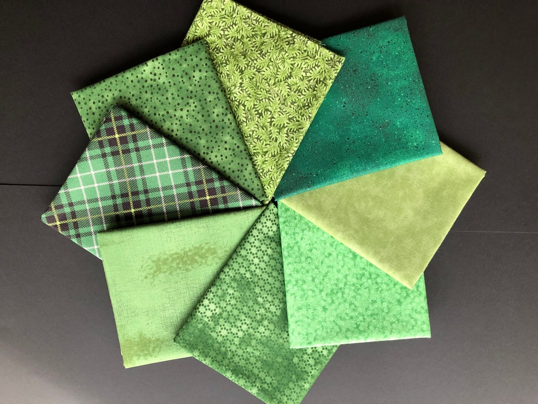 FAT QUARTER SALE Buy 4 Get 1 Free 100 Cotton Green Fat Quarters Sewing