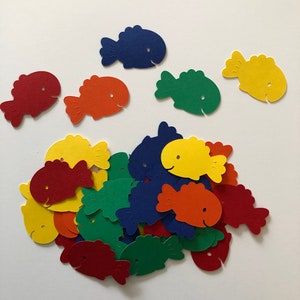 Troquelados de peces tropicales / Troquelados de pescado de color primario / Scrapbooking de pescado de cartón / troquelados de pescado de fabricación de tarjetas / troquelados de pescado de cartón