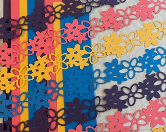 Floral Border Set, Scrapbook Pages & Cardmaking-16 Pieces, 4 Colours, Birthdays, Wedding, Anniversary, Love, Engagement, Gardening, Outdoors