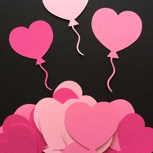 Cortes de Balões em Forma de Coração | Cortes de Balões Rosa | Balões para Scrapbook de Aniversário | Balões em Forma de Coração para Cartões | Balões para Convites
