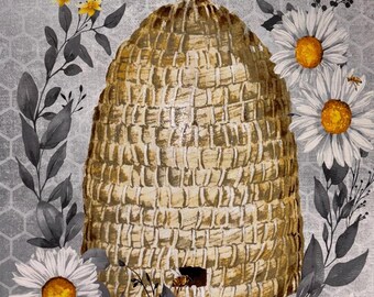 Sweet Bee Panel | Quilting Panel | Sewing Panel | 100 % Cotton | Wallhanging Panel | Honey Bee Quilt | #82
