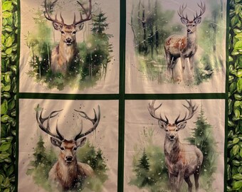 Deer Quilting Panel  | Quilting Panel | Cotton Quilting Panel | Wallhanging Quilting Panel | Sewing Panel | Deer Quilting | Wildlife #58