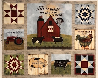 On the Farm Quilting Panel | Rural Quilt Panel | Cotton Quilting Panel | Wallhanging Quilting Panel | Sewing Quilting Panel | Sewing #12