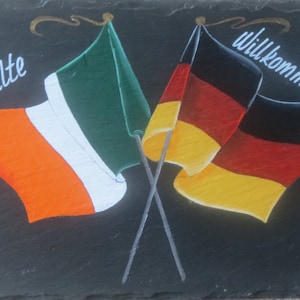 IRISH and GERMAN 2 flags Hand Painted Slate, Personalized Free