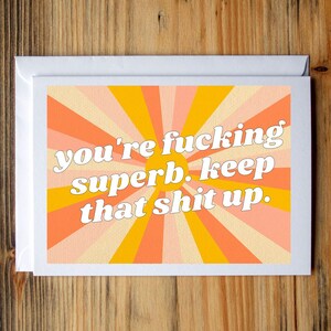 Thinking of you card, Just because card, Best Friend Birthday Card, Bday card friend, Funny birthday card friend, You're fucking superb