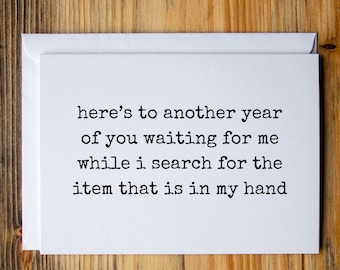 Anniversary Card, Funny Anniversary Card, Anniversary Card for Husband, Anniversary card for Wife, Card for Boyfriend, here's to another