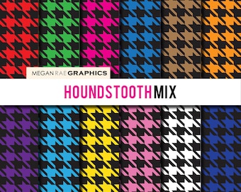 Digital Paper - 12x12 HOUNDSTOOTH digital paper pack (Houndstooth patterns high resolution digital papers)