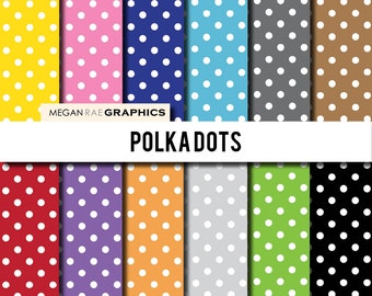 Digital Paper - 12x12 POLKA DOTS digital paper pack (High resolution papers) - Digital files