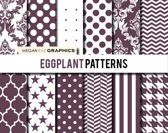 SALE 50% OFF Digital Paper - 12x12 EGGPLANT Purple digital pattern mix scrapbook paper
