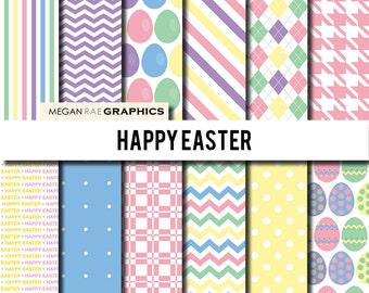 Digital Paper - 12x12 HAPPY EASTER digital paper pack (High resolution papers) - Digital files