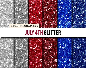Papier cyfrowy-8x8 4 lipca Glitter Digital Pack papieru (Red, White & Blue Glitter wysokiej rozdzielczości cyfrowych papierów)