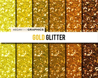 Digital Paper - 8x8 GOLD GLITTER digital paper pack (Gold glitter mix high resolution digital papers) - Digital files