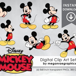 50% di sconto Topolino Clipart set - Digital 300 DPI PNG Immagini, Foto, Scrapbook, Digital, Clipart - Download istantaneo