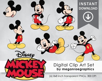 50% OFF Mickey Mouse Clipart set -  Digital 300 DPI PNG Images, Photos, Scrapbook, Digital, Cliparts - Instant Download