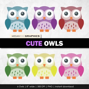 50% OFF Conjunto de clipart de corujas - imagens PNG digitais de 300 DPI, fotos, álbum de recortes, digital, cliparts - download instantâneo