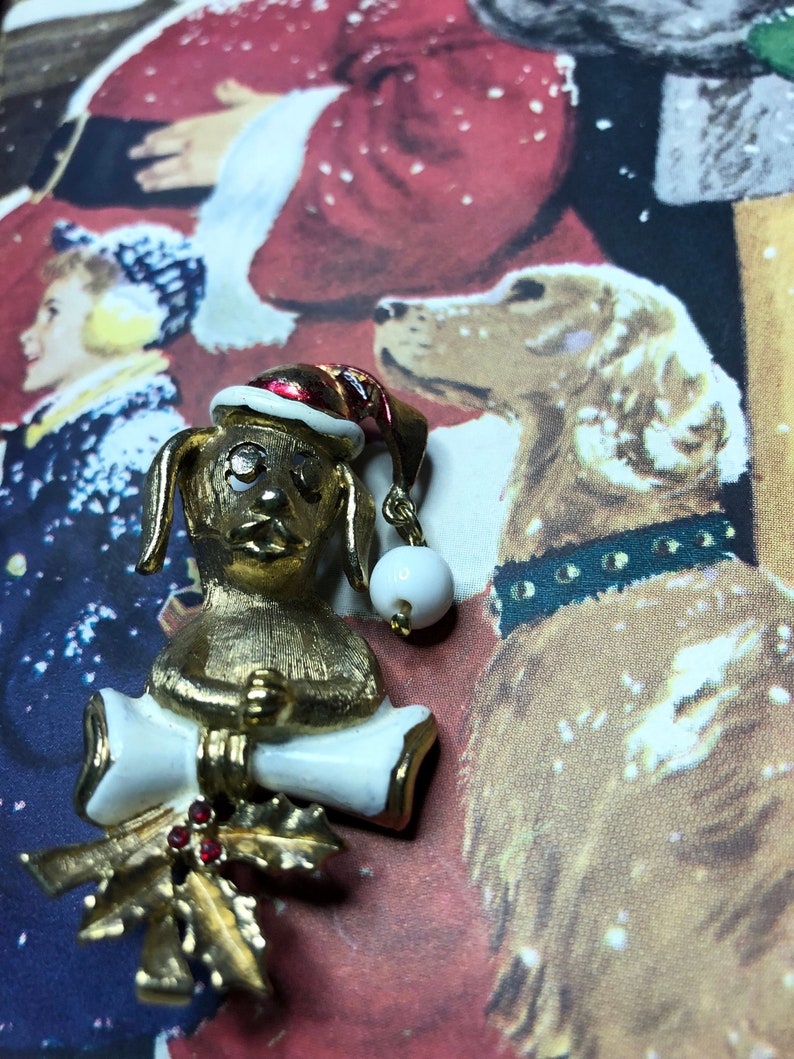 Vintage Christmas Dog Brooch by \u00a9COREL