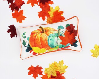 Fall PumpkinsThrow Pillow- teal and orange