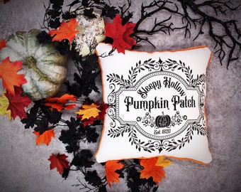 Sleepy Hollow Pumpkin Patch Throw Pillow