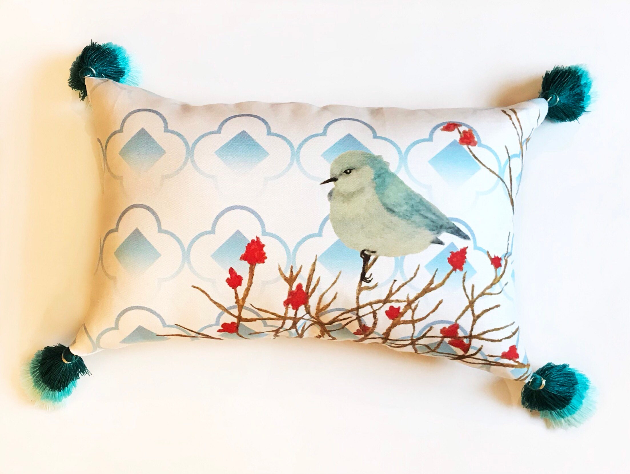 blue bird pillow