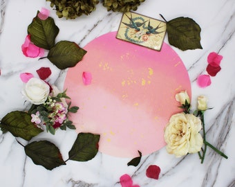 Spring Blush Pink with Gold Decor Place Mat- Vegan Leather