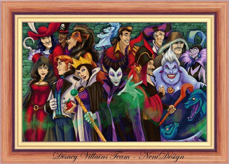 Disney Villains Team cross stitch pattern cross stitch Etsy