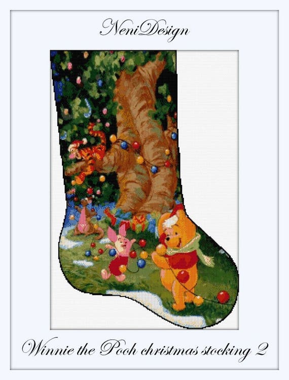 Winnie The Pooh Christmas Stocking 2 Cross Stitch Pattern Etsy